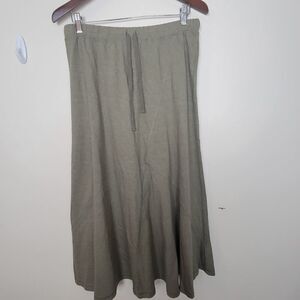 J. JILL Maxi Ponte Knit Olive Drawstring Skirt Small